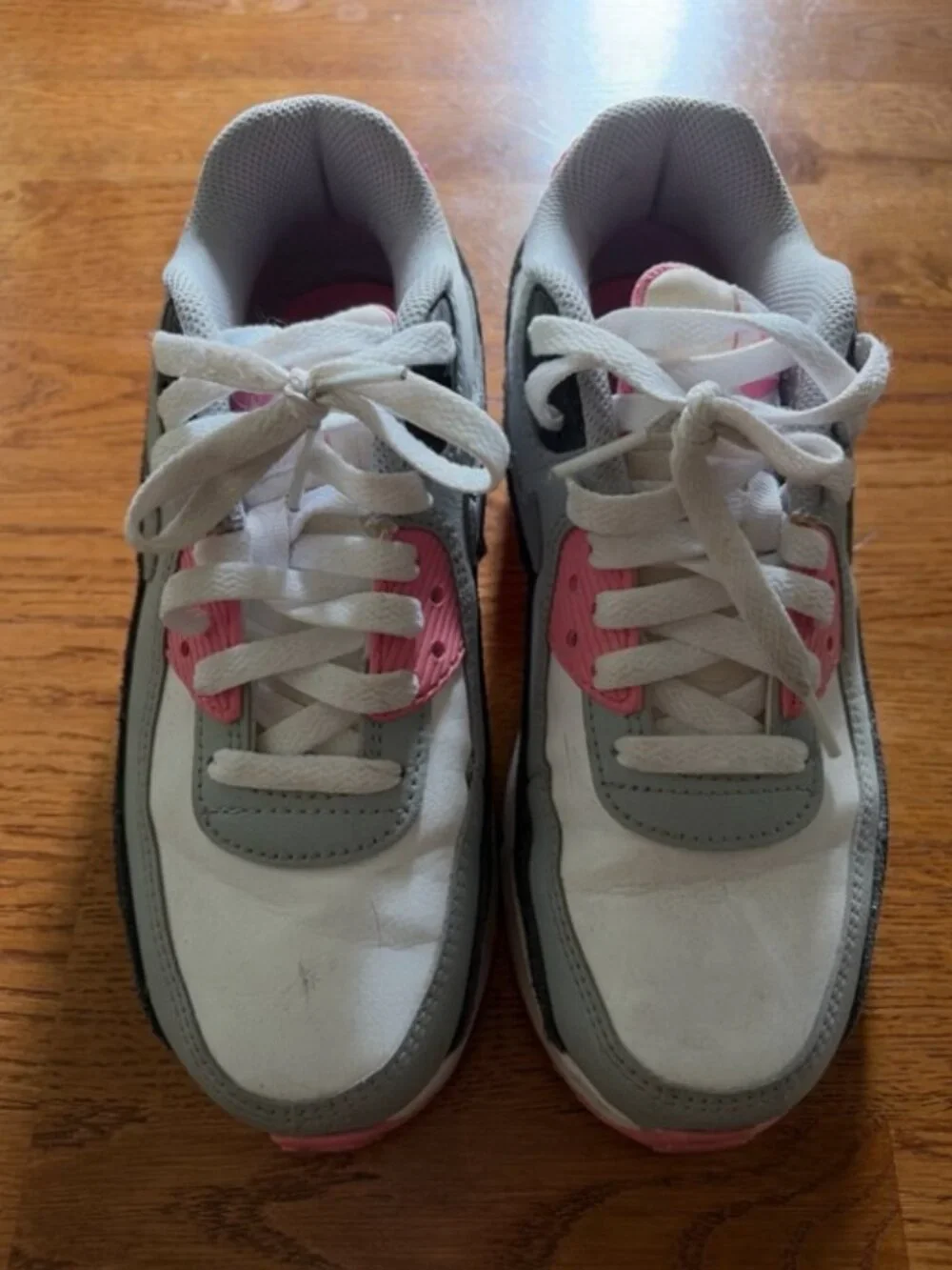Nike Air Max 90 Shoe Y 4.5 EU 36.5 Sneaker Low Top White Gray Black Pink Girls